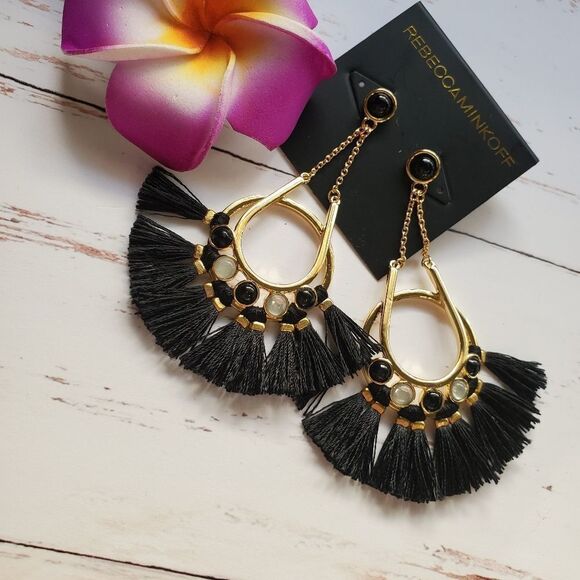 Rebecca Minkoff crystal drop fringe earrings - Picture 3 of 5